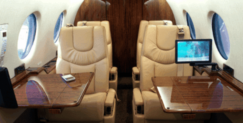 location jet privé : intérieur du Nextant 400 XT luxueux