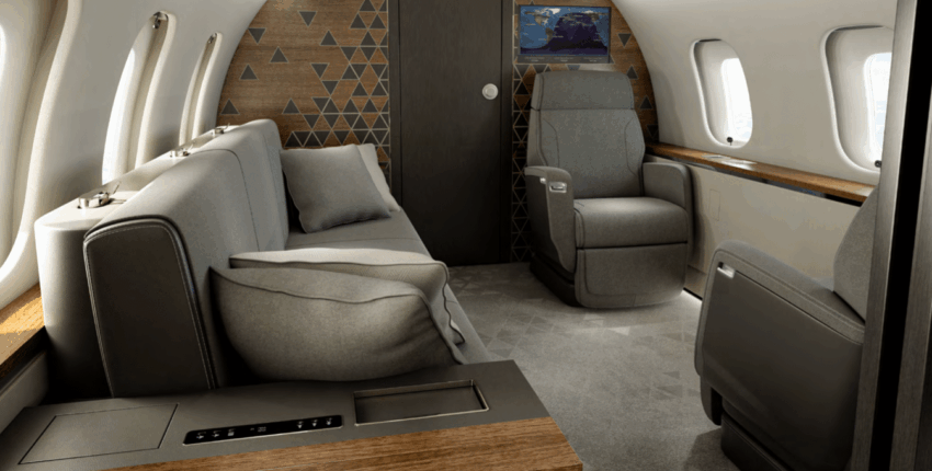 Location de jet privé, intérieur G5500 avec sièges gris