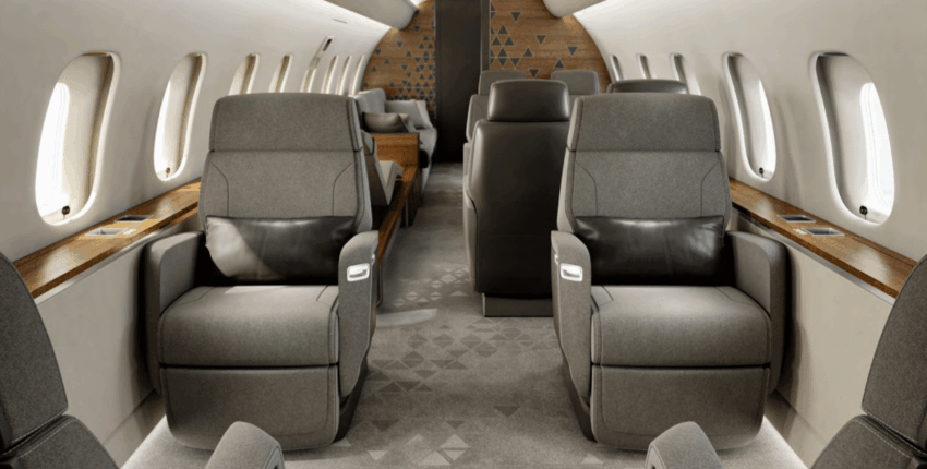 Location de jet privé, intérieur G5500 avec sièges gris