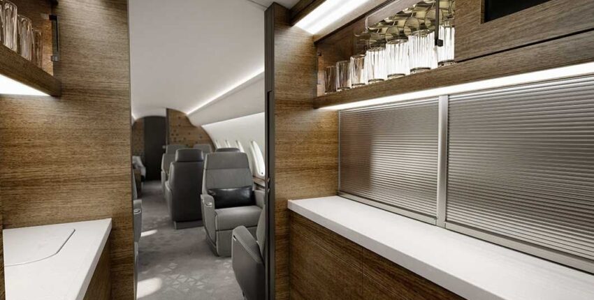 Location de jet privé, intérieur G5500 avec sièges gris